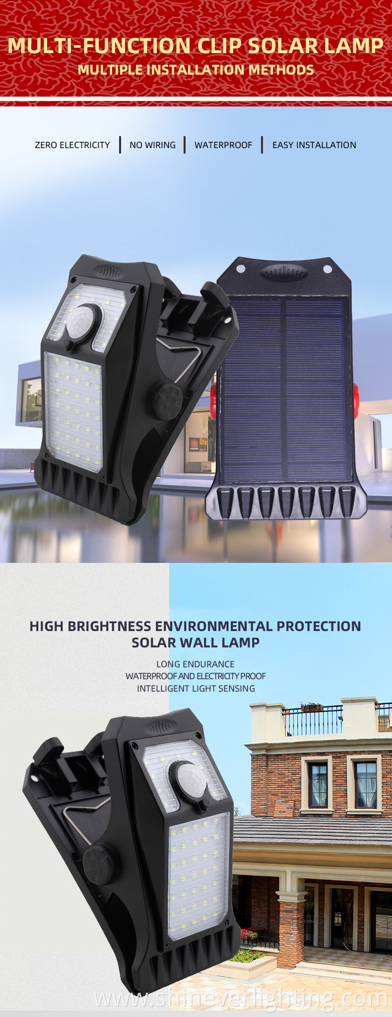 Solar Powered Motion Sensor Security Light